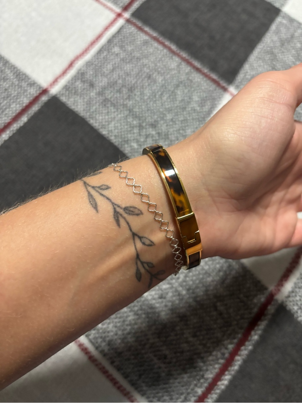 Authentic Michael Kors Gold Tortoiseshell Hinged Bangle Bracelet